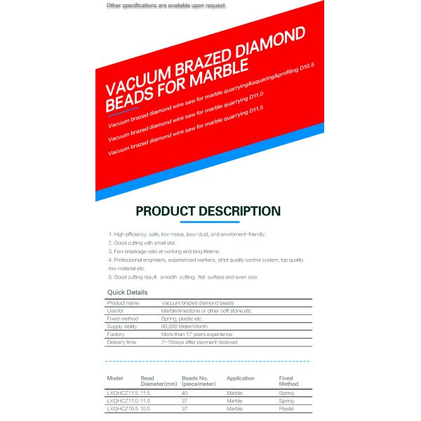 Stone Concrete Diamond Electroplated Dry Cutting Beads for Quarry Wire Saw Machine