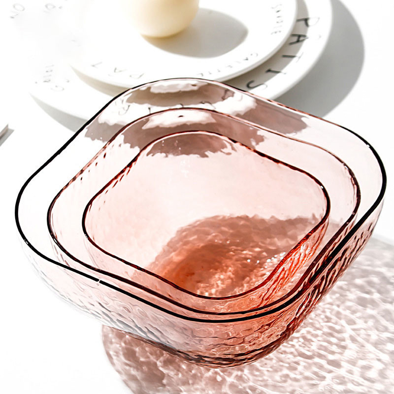 Transparent Square Phnom Penh Pink Glass Tableware