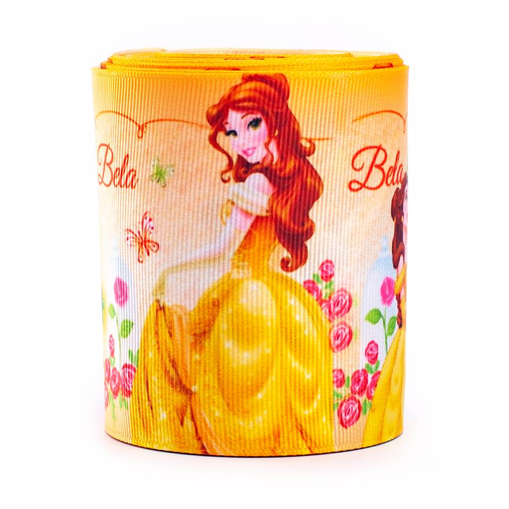 Factory High Quality Fashion Cheap Wholesale fairytale cartoon princess 75mm grosgrain printed ribbon