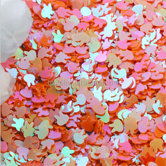 Pet Happy Year Easter Sequined 4mm Rabbit Head Ball Stuffers and Ornaments Hand DIY Accessories Fluorescent Pieces Glass