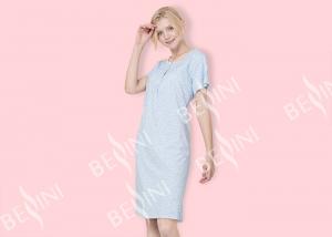 Quality Quick Dry Ladies Night Dresses Sleepwear Blue Printed With Violet Small Flower for sale