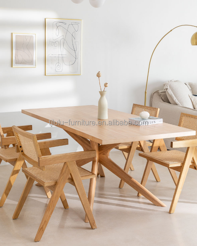 Home Furniture Nordic Solid Wood Rattan Dining Chair for Hotel and Living Room Furniture
