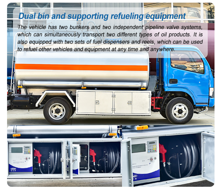Right Drive Heavy Duty Carbon Steel Tank Truck 4x2 Oil Refuelling Truck 1-10T Capacity