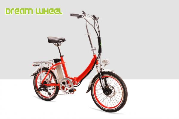 Red Citizen Lightweight Electric Folding Bike 20 Inch 36V 250W V Brake