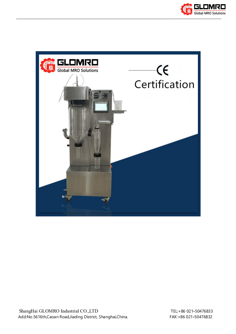 2L Small 304 Stainless Steel Benchtop Spray Dryer Powder Making Machine
