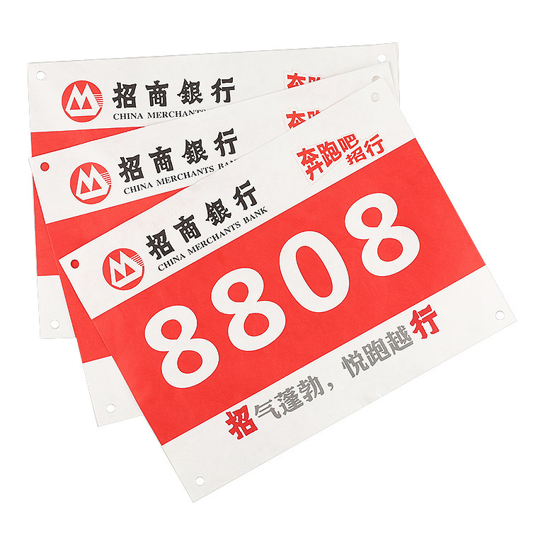 Custom Waterproof And Tearproof Tyvek Paper Material Marathon Race Running Bib Number