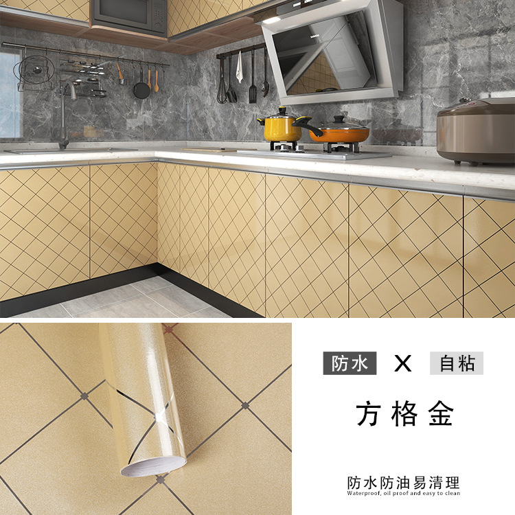 High Glossy Self Adhesive PVC Vinyl Waterproof Oil Proof Film Wallpaper for Kitchen Cabinet Wardrobe Modern Design Style
