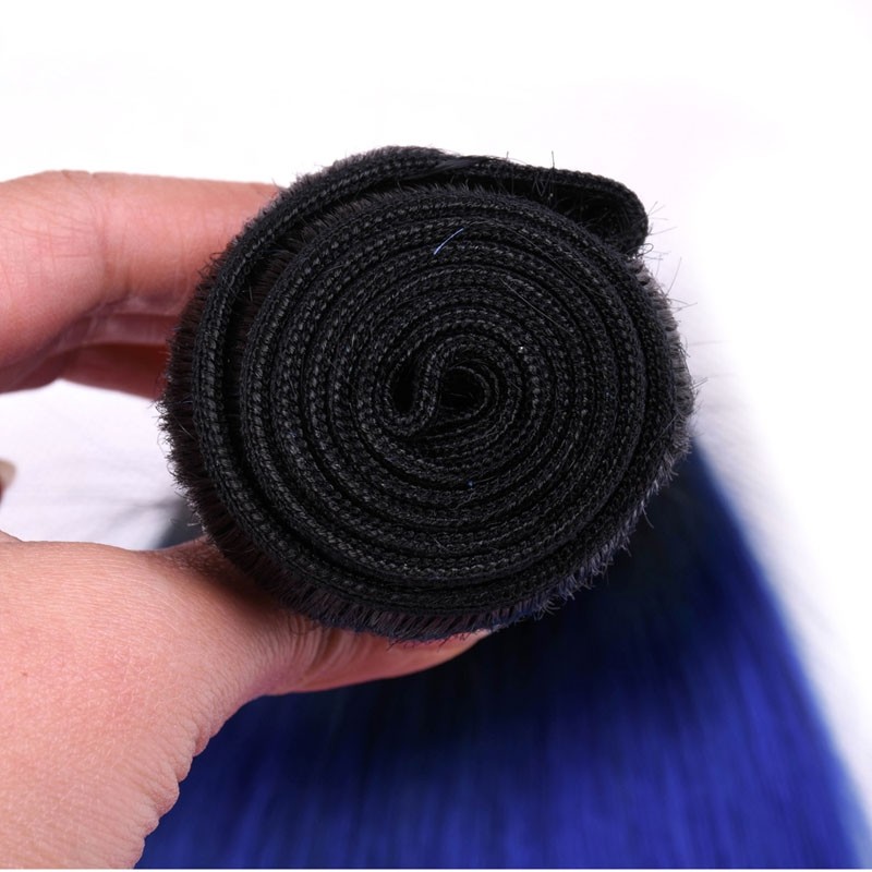 #T1B/Blue/Pink Straight Remy Human Hair Bundles Sew In Weave Bundles Brazilian Bundle Deals