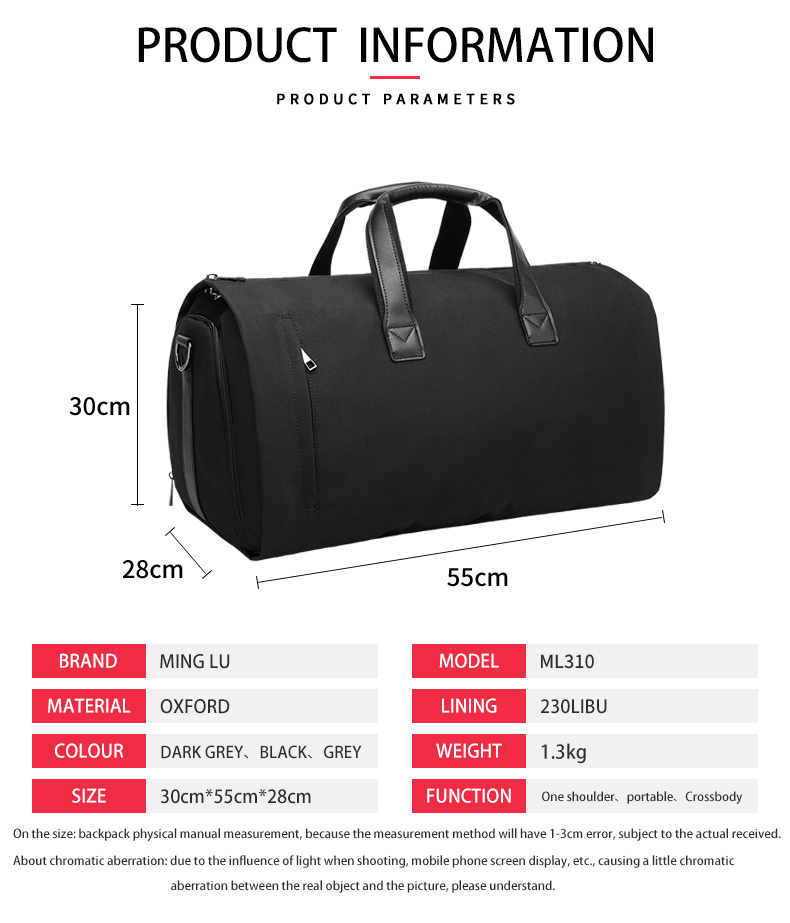 Wholesale Multifunction Waterproof men business Travel Duffle Custom logo Foldable Suit Cover Garment Bag