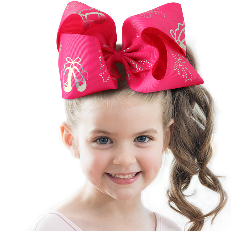 Big Hair Bow Ribbon Rose Red Color 100% Polyester Material 4 Inch Width