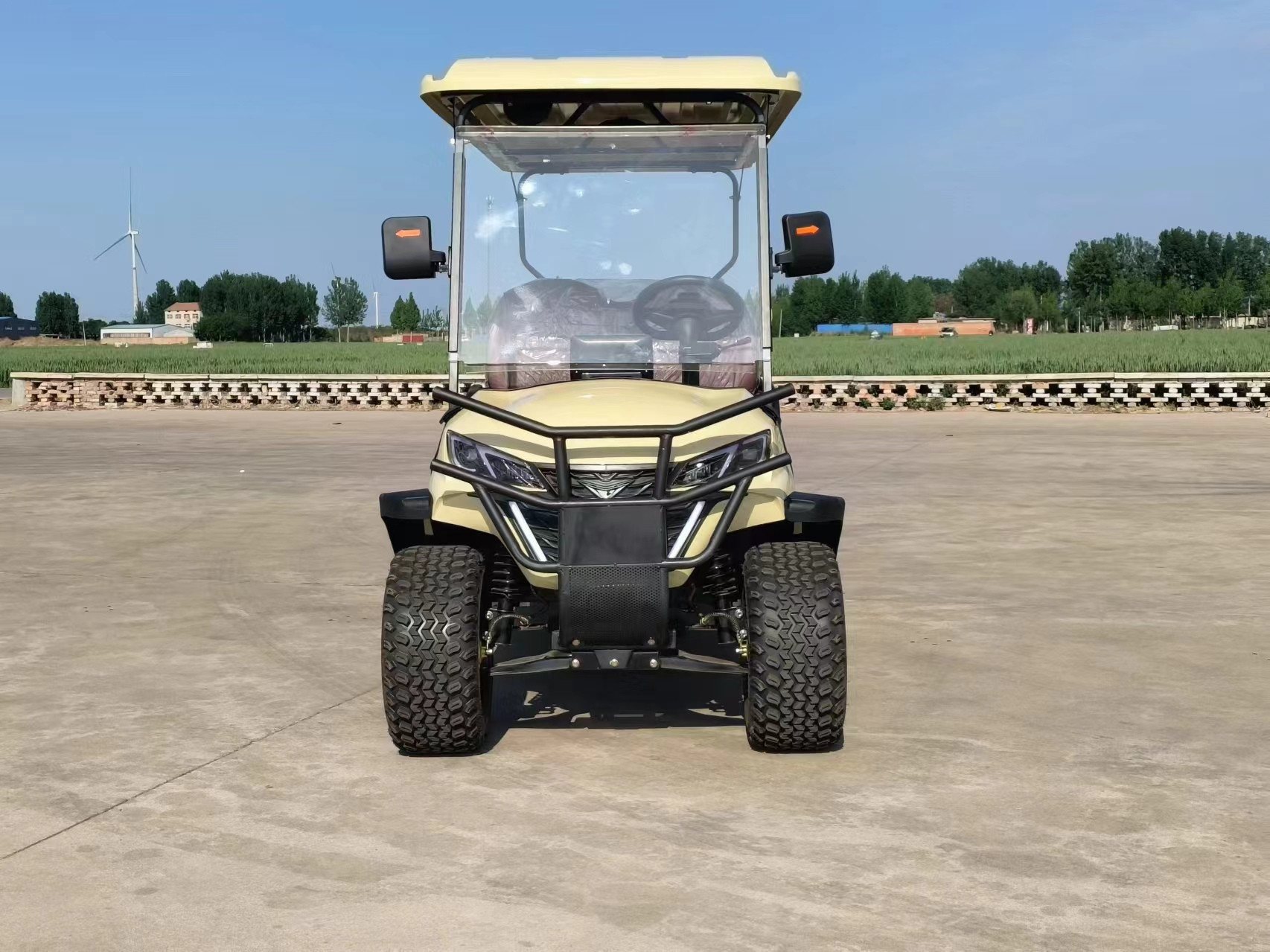 Light Yellow 6 Seater Electric Golf Cart Premium Leather Seats Off-Road Tires Independent Suspension