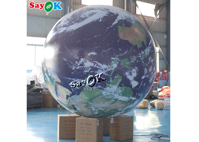 School Event 2.5m 8ft Inflatable Earth Globe Model Decorative With Led Lighting