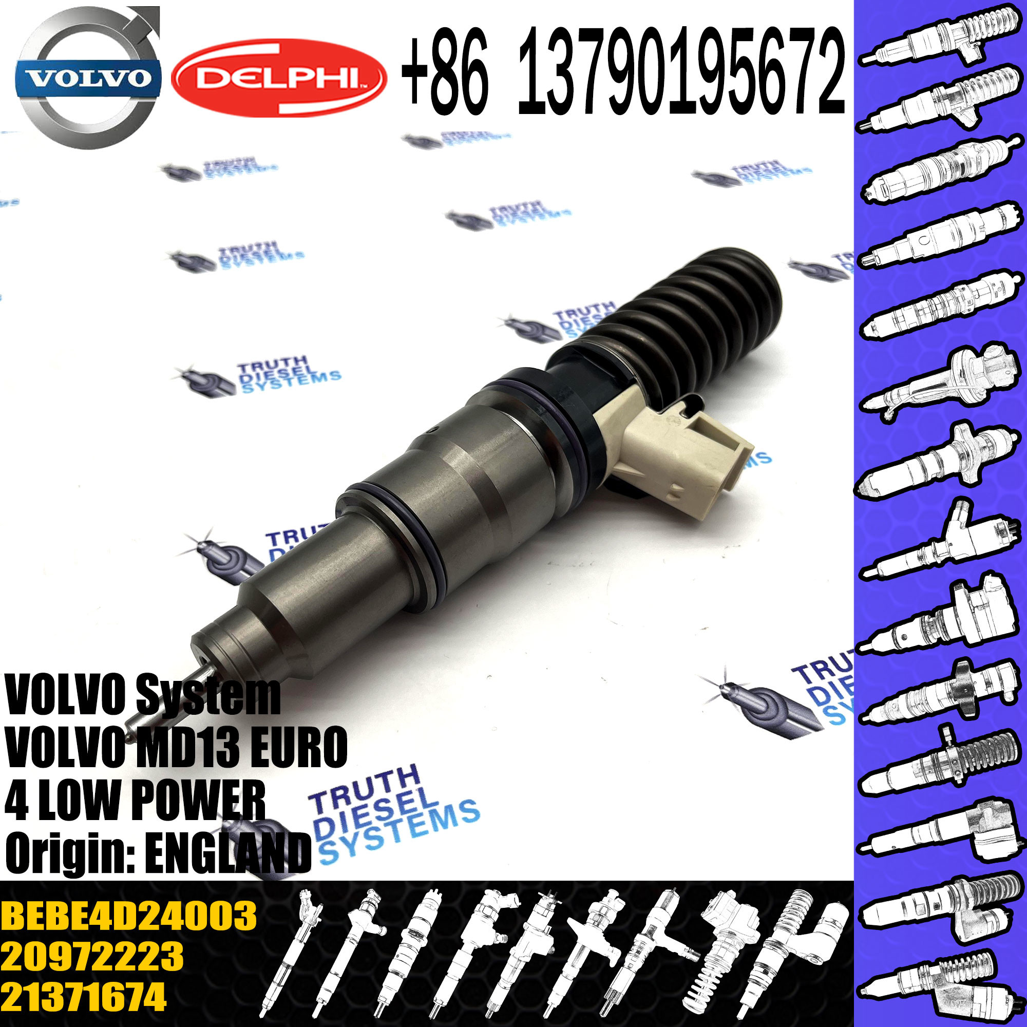 Direct Sale Diesel Fuel Injector 20972223 21371674 BEBE4D24003 For VOL MD13 EURO 4 LOW POWER