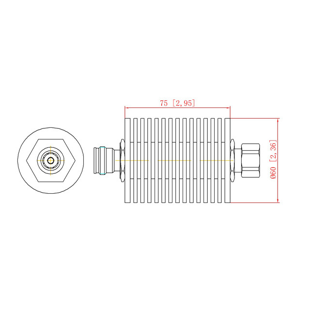 DC-4000MHz 50W Attenuator 4.3-10 Male To 4.3-10 Female