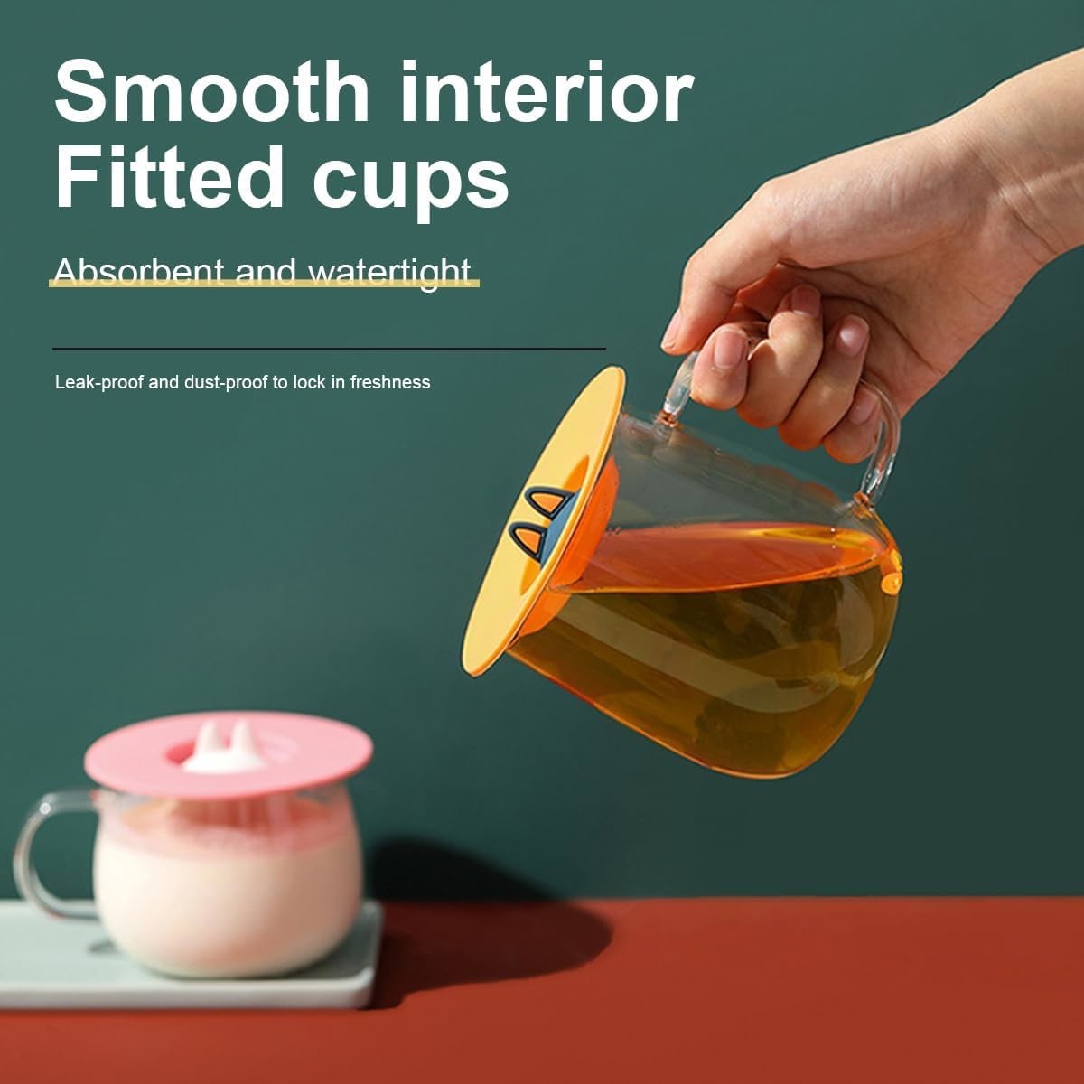 Silicone Cup Lids Mug Covers Reusable Coffee Tea Water Cup Lids Anti-Dust Cute Cartoon Design For Glass Cup Coffee Cup