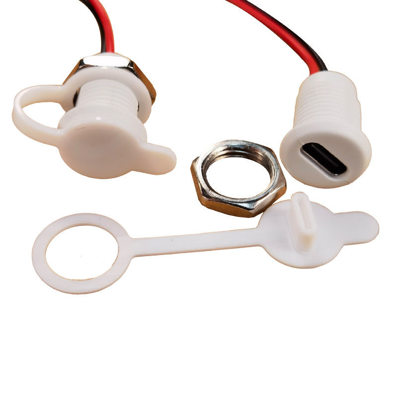 Custom Threaded Panel Mount USB Type C Female Connector Cable Assembly USB C Charging Socket