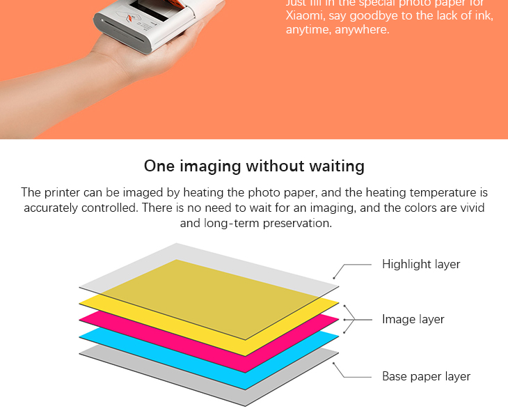 Original Xiaomi Zink Pocket Printer Self-adhesive Photo Print Paper 20 Sheets for Xiaomi Mini Pocket Photo Printer