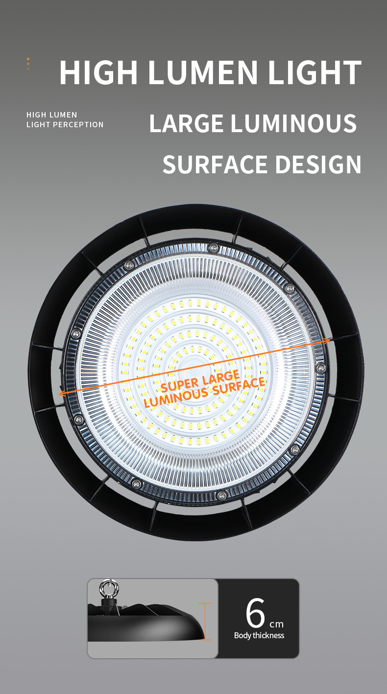 Warehouse Outdoor IP65 Waterproof High Lumens 180w 200w 250w 300w 120 Degree UFO LED High Bay Light
