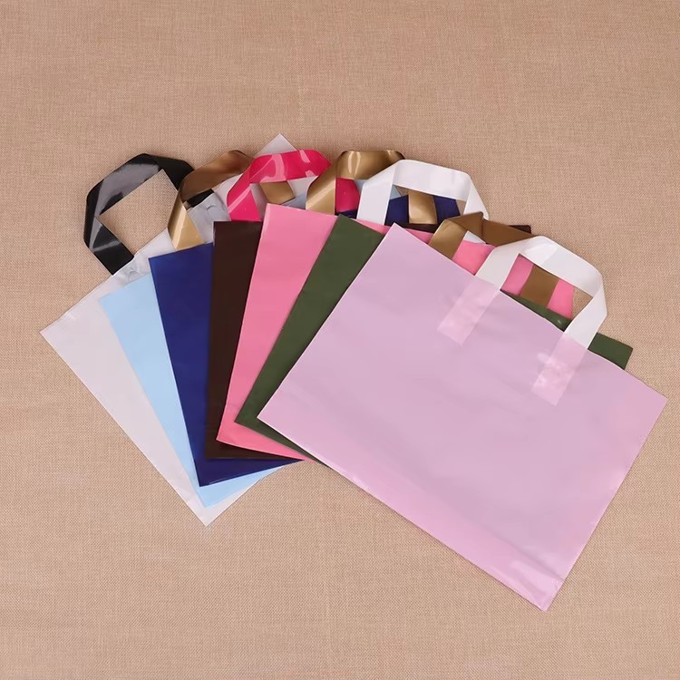 Customizable Logo Print Transparent Package Plastic Tote Carry Shopping Bag
