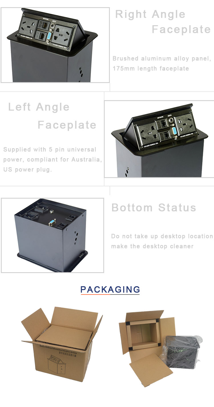 Multi-functional hydraulic gas pop up electrical socket with network port