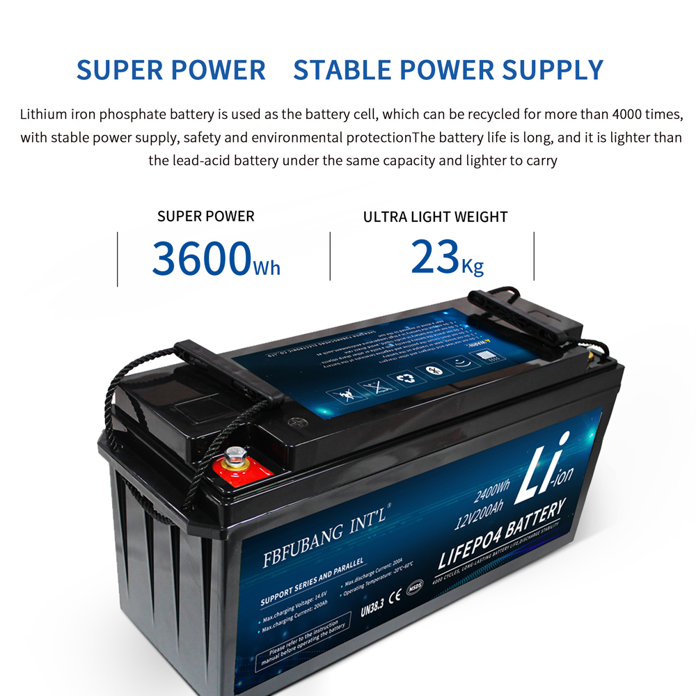 Car 12V 24V Battery Rechargeable Solar Lithium Iron Phosphate Battery Pack