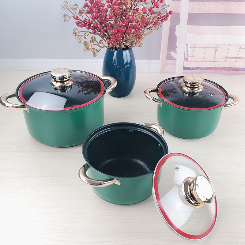 Hot Sale Color Cookware Non Stick Cookware Sets 12pcs Stainless Steel Cooking Pot