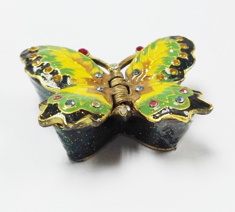 Butterfly Design Colored gold Metal Jewelry Box