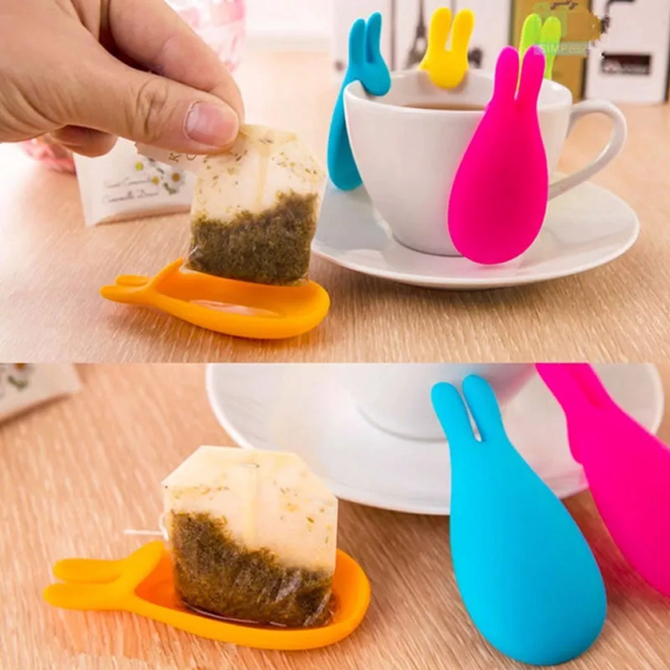 Holder Cute High Quality Silicone Cup Hanging Tool Gift Coffee Tea Spoon Holder Food Grade Silicone Rabbit Tea Bag