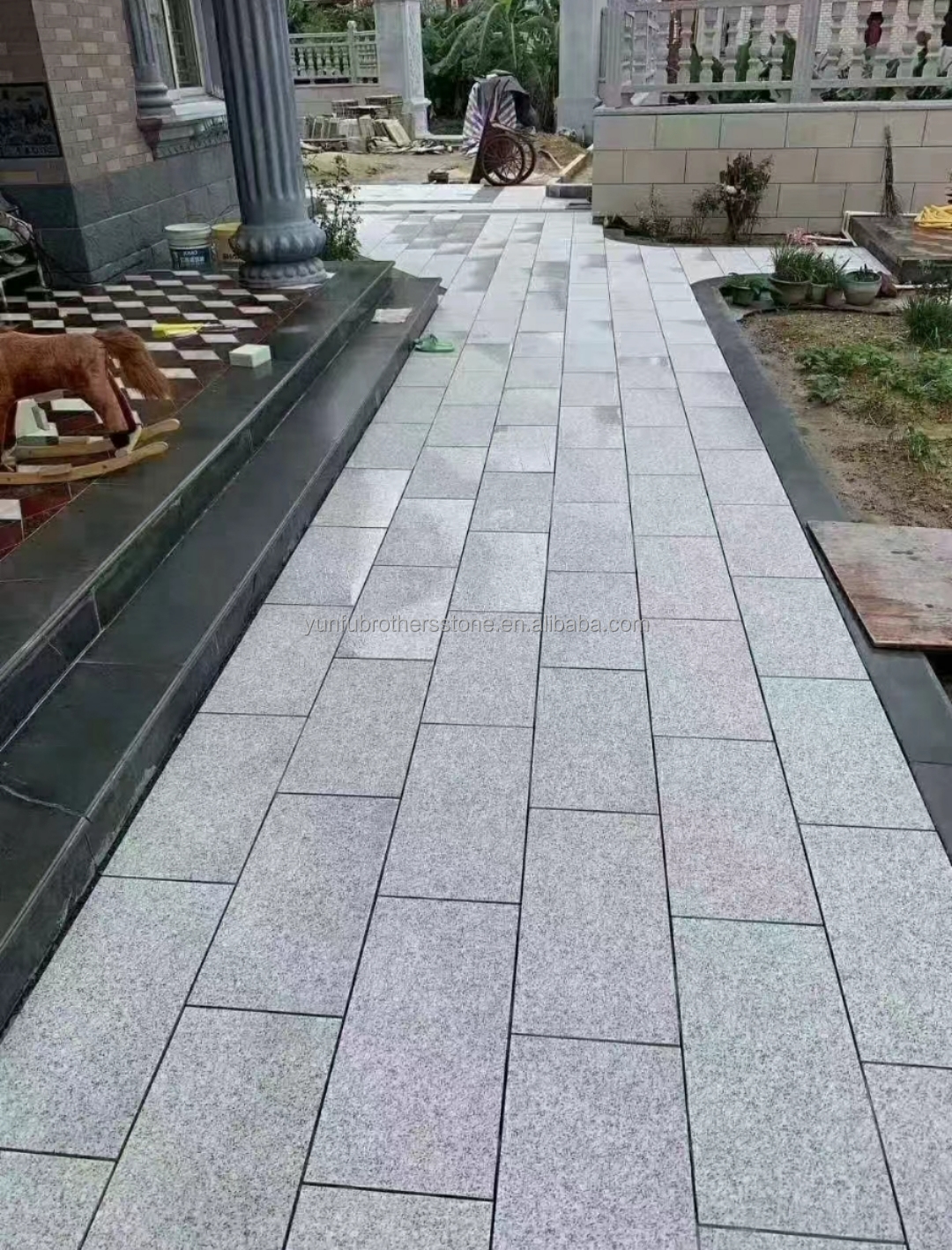 Brothers Stone Flamed Grey Granite Slab Paving Tiles for Honed Natural Stone Driveway