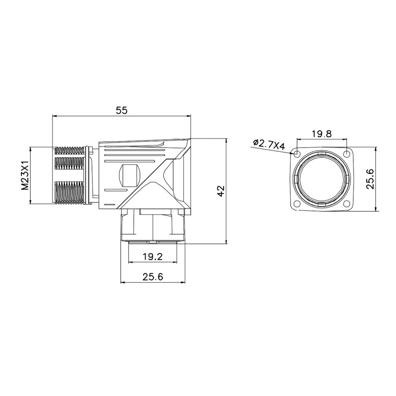 M23 6 Pole Male Shielded Right Angled Connector For Automtive Power