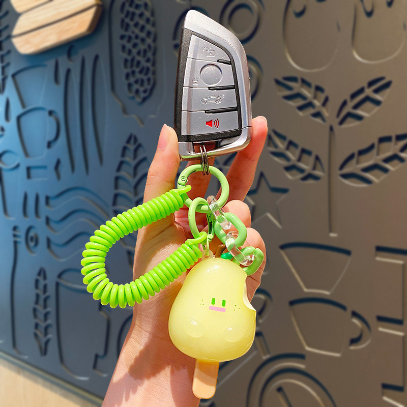Cartoon Keychain Set Soft Touch Fruit Pendant Key Ring for Kids Party Favors School and Office