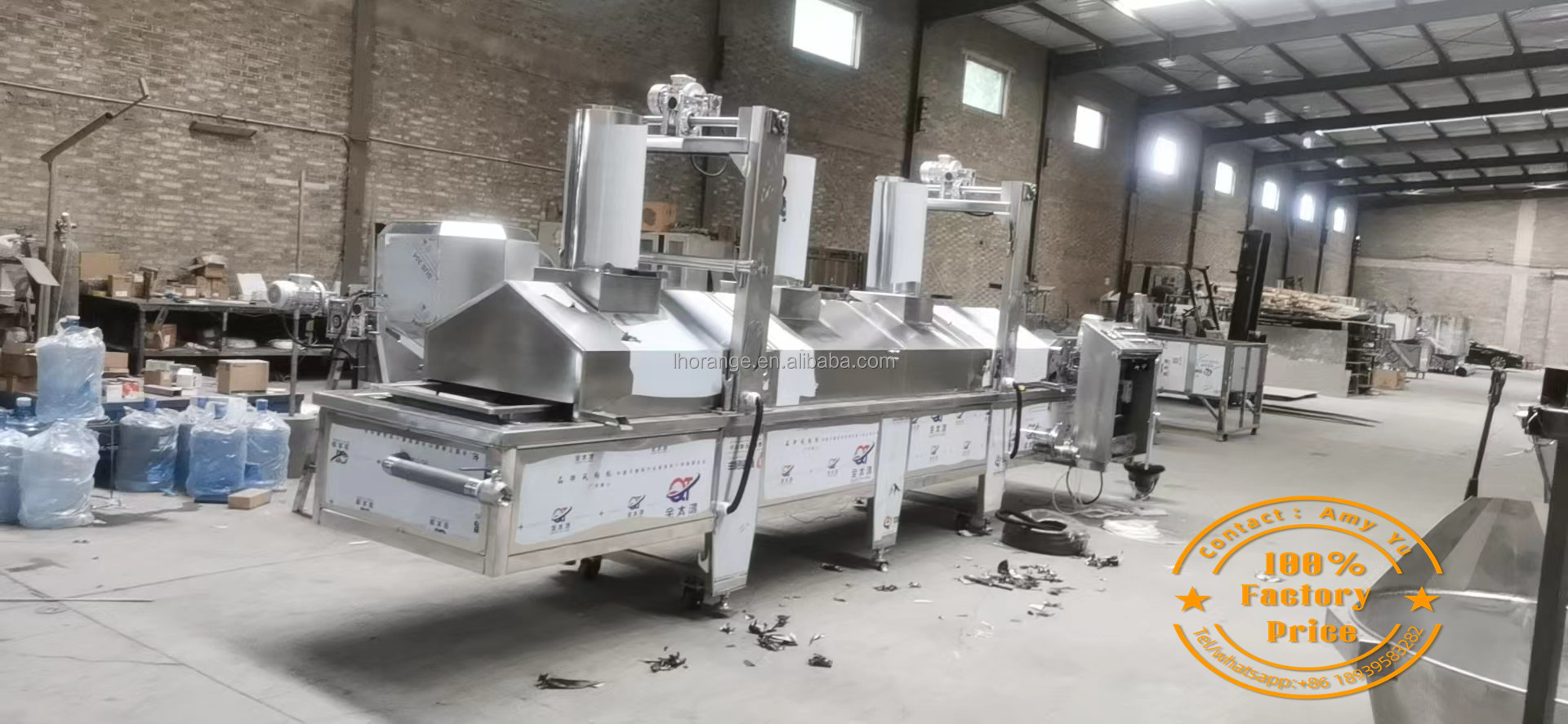 Full Automatic Continuous Deep Fryer 200L Double Fryer Machine