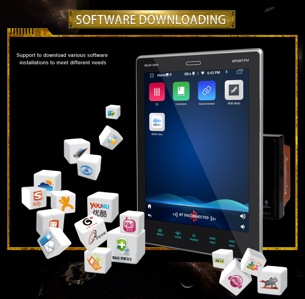 Universal 9.5 Inch Touch Screen Multimedia IPS 2 Din Android Car Radio Stereo DVD Player Carply Auto Electronics