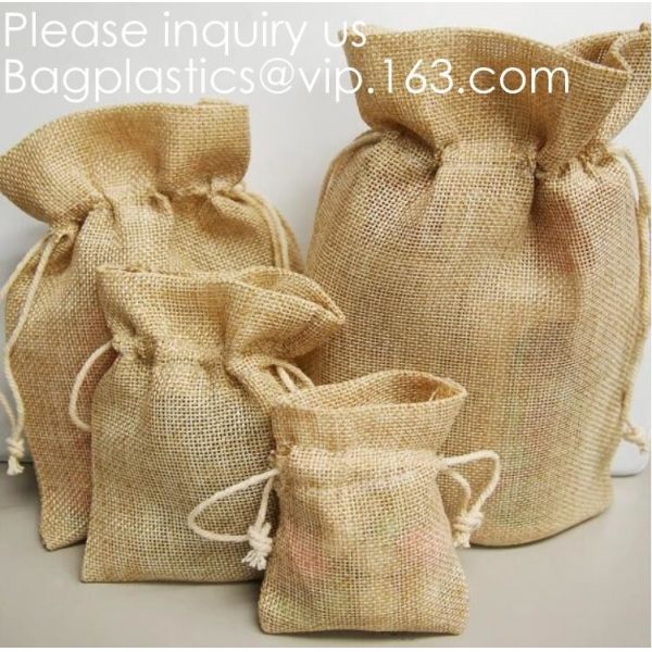 Assorted Colors Burlap Gift Bags with Double Jute Drawstrings Candy Sack Pouch Halloween Treat Gift Bags with Different