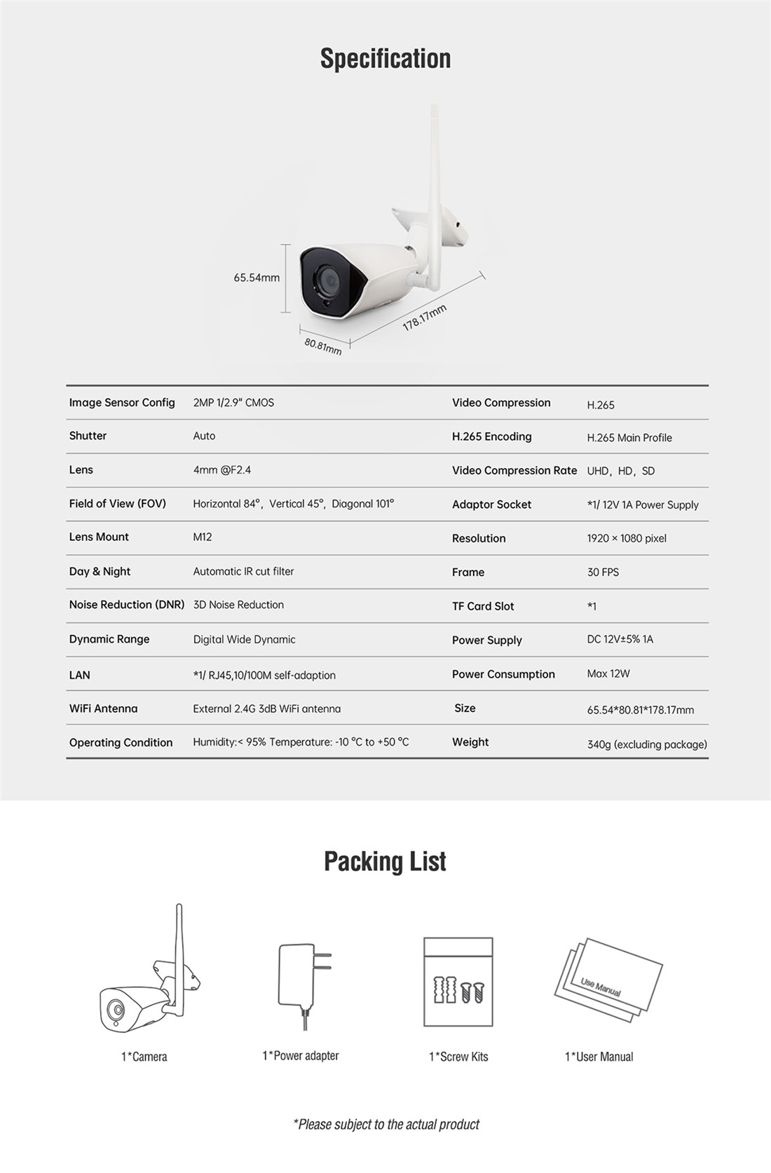 Wireless Bullet IP Camera(MQ8TY)