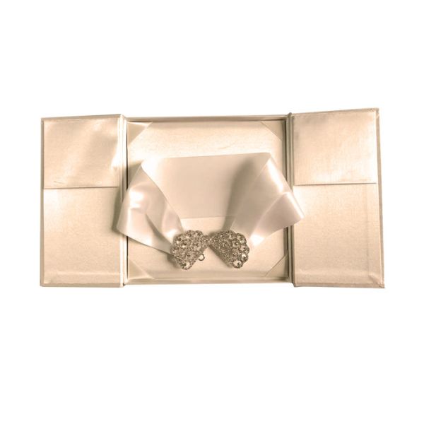 Wedding Invitation Decorative Gift Boxes 2 Sides Open Custom Design With Ribbon