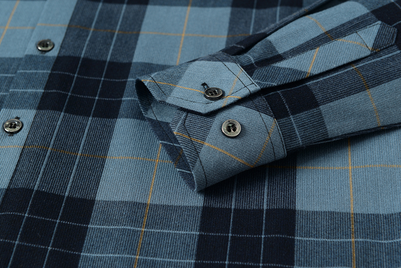 Knitted Broadcloth Plaid Shirts Polyester Viscose And Cotton Casual Shirt Long Sleeve For Man