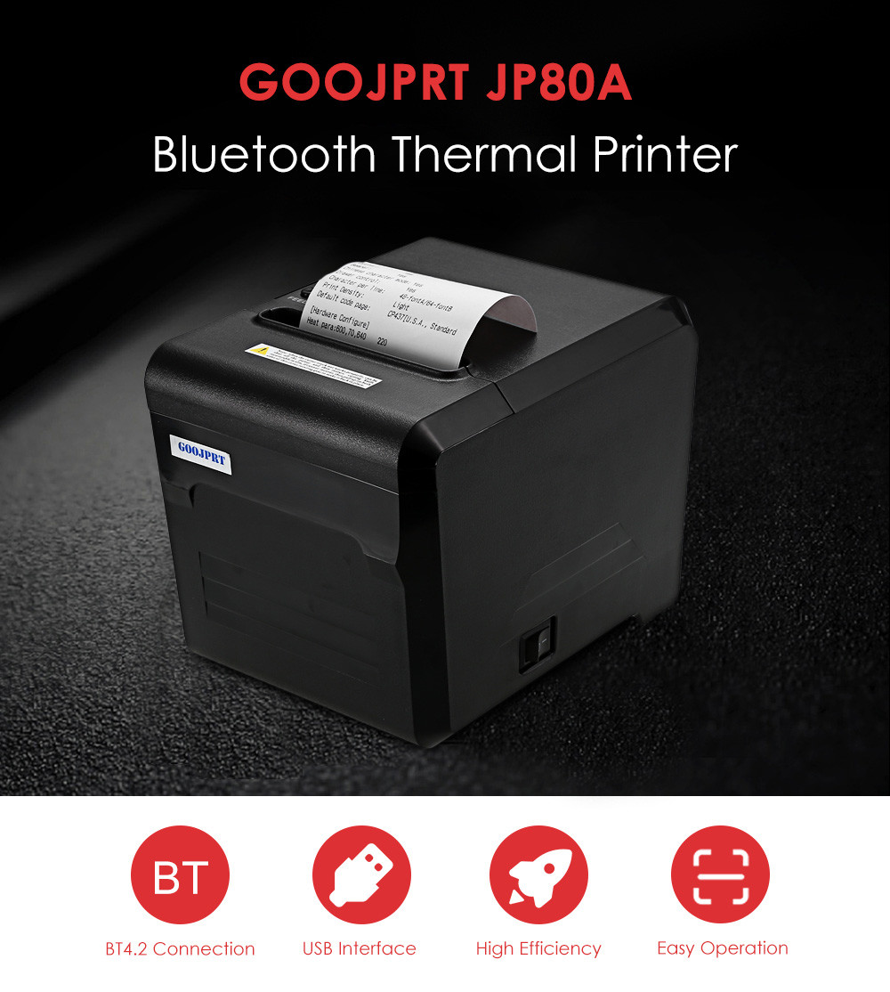 Ticket Barcode Wireless POS Printer Lan Port 300mm/s 12V 1A Power GOOJPRT