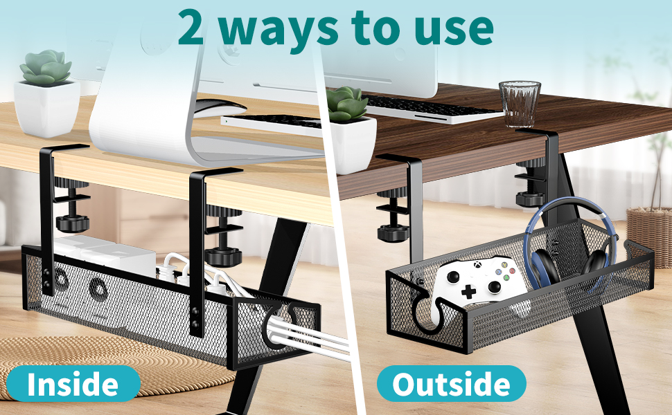 Wire Management Tray Cable Box Metal Type Cable Duct Desk No Drilling for Workplace