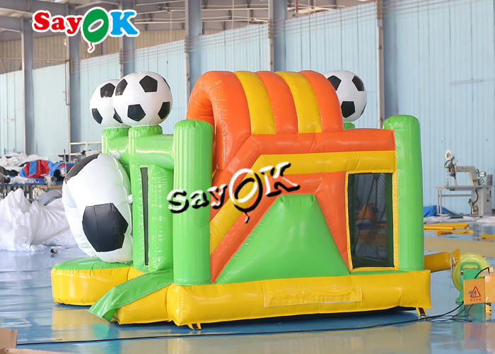 Green Small Football Jumper Inflatable Bounce Soccer Bouncer Slide Combo