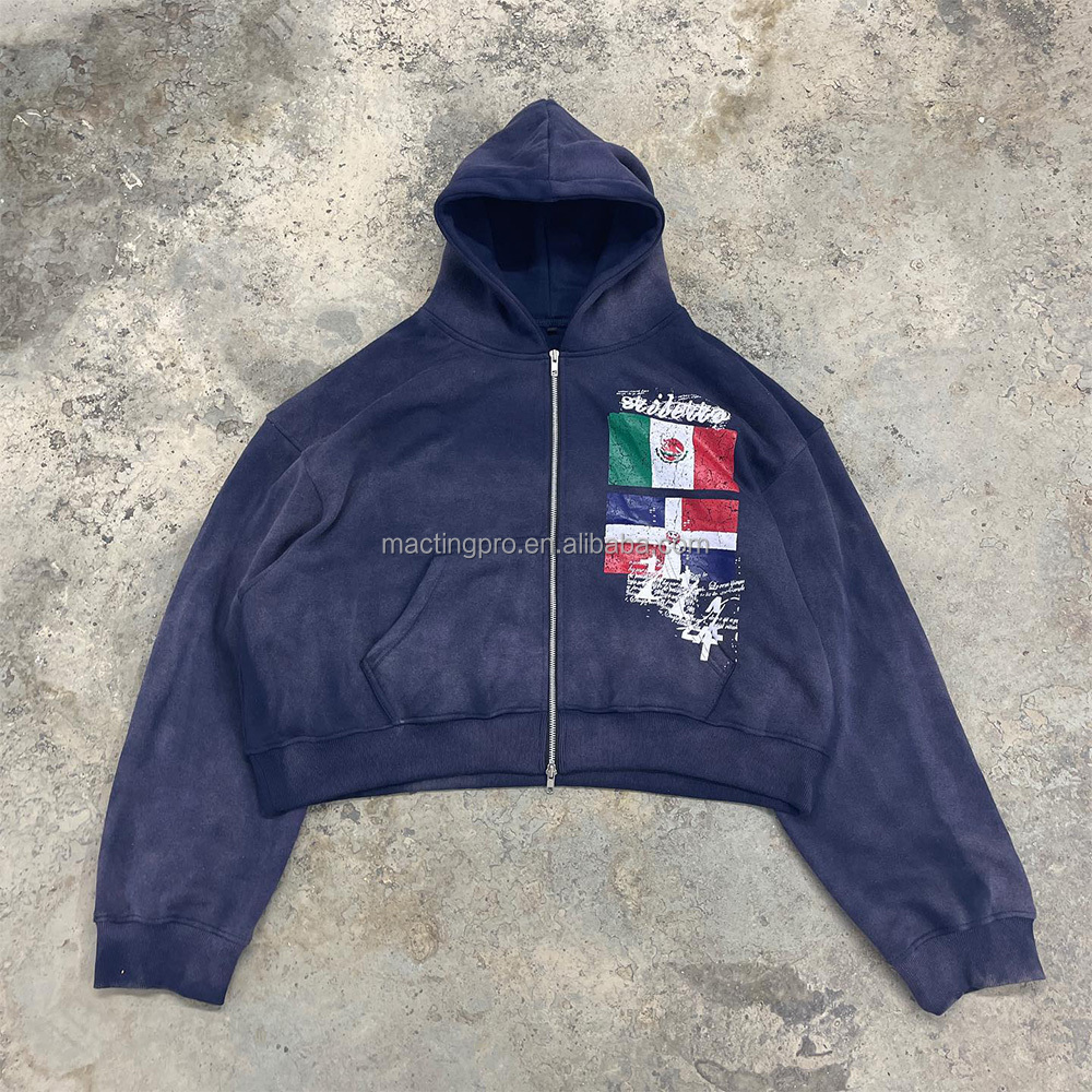 Breathable Custom Logo Men's 100% Cotton Hoodie French Terry Zipper Up Oversized