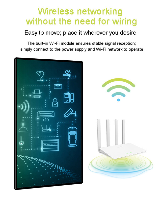 High Resolution Media Screen 43 Inch Wall Mount Digital Signage Advertising Player