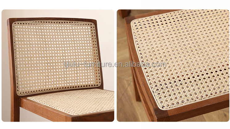 Stacked Rattan Dining Chair Custom Wood Armless Chair for Dining Room W49CM*D42.5CM*H80CM