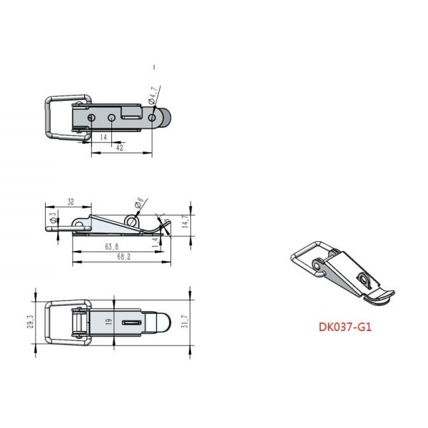 SS316 201 Stainless Steel Spring Draw Latch With Safety Catch For Wooden Box