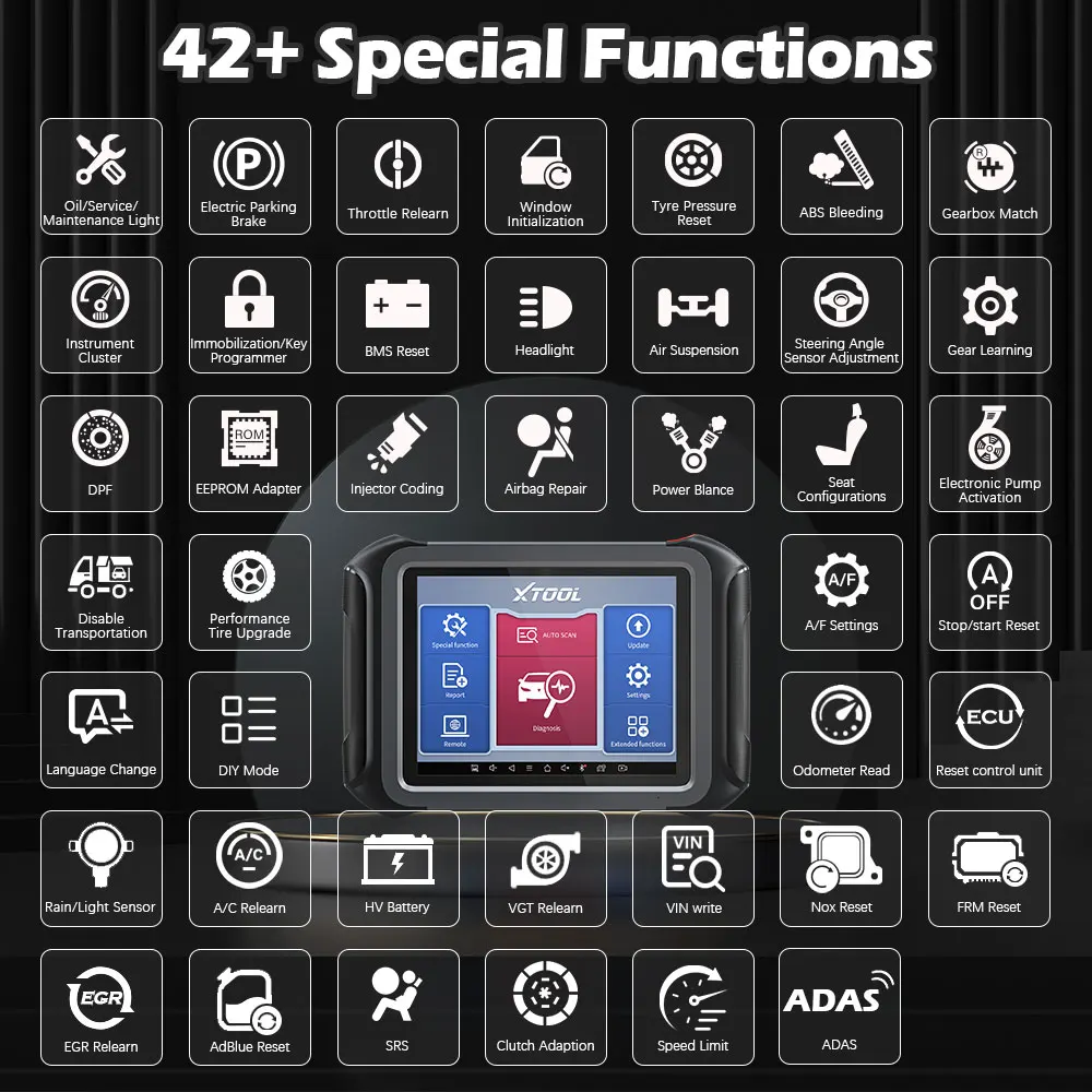 XTOOL D9 All System Diagnostic Scanner ECU Coding Active Test PMI Module Topology Map Support CAN FD DoIP 42+ Services