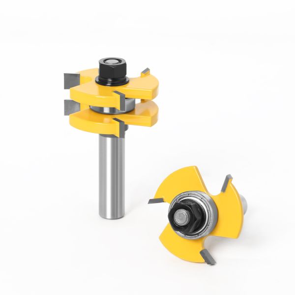 8mm 1/4''shank 1/2''shank 3 Tooth T-shaped Tenon Joint Knife Flat Panel Floor Knife Tenon Joint Knife Woodworking Milling Cutter