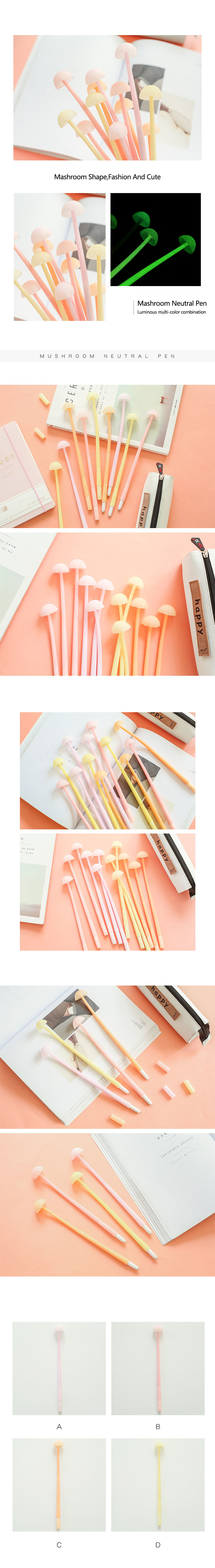 Creative Mushroom Style Silicone Gel Pen 0.5mm Cute Luminous Neutral Pen Stationery