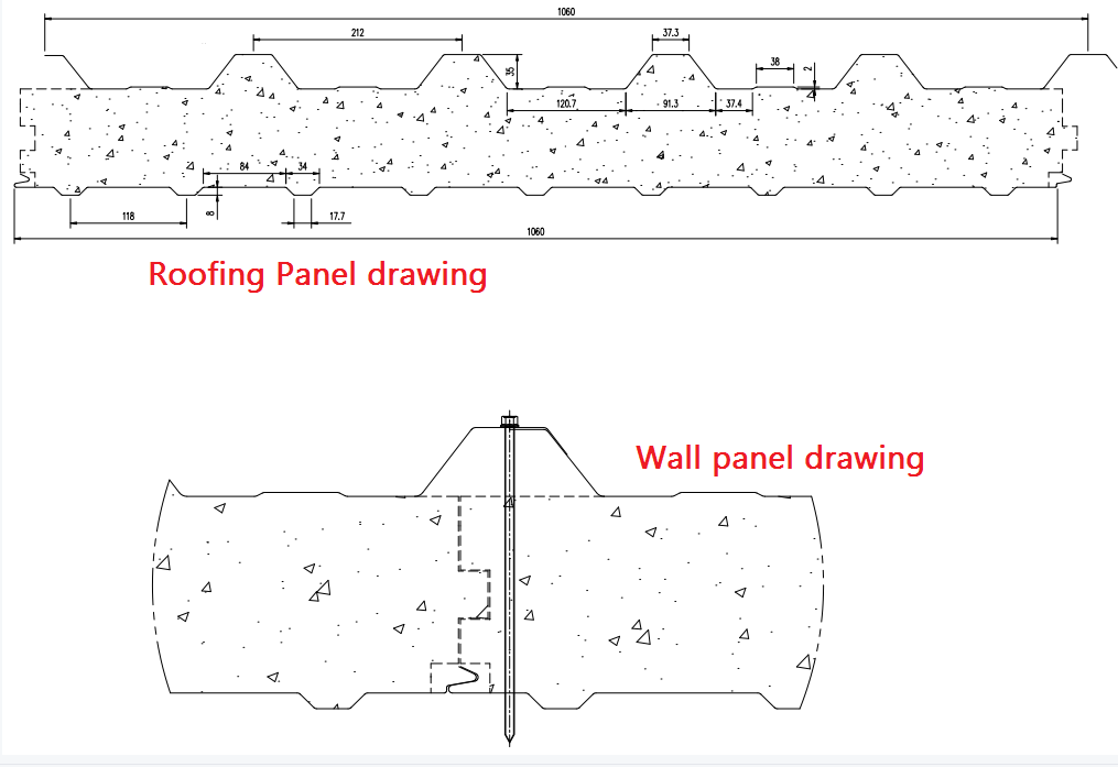 Drawing profile of the EPS sandwich panel 