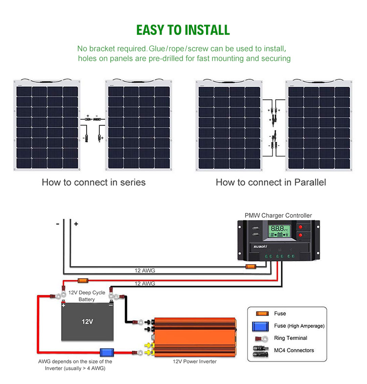 Waterproof 300W 320W 350W Mono Flexible Solar Panels