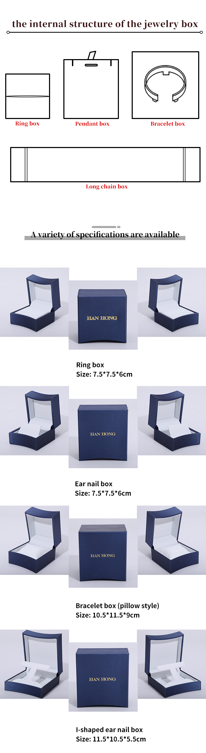 Custom Logo Octagonal Jewelry Packaging Box in Blue Leather for Necklace Earrings Ring